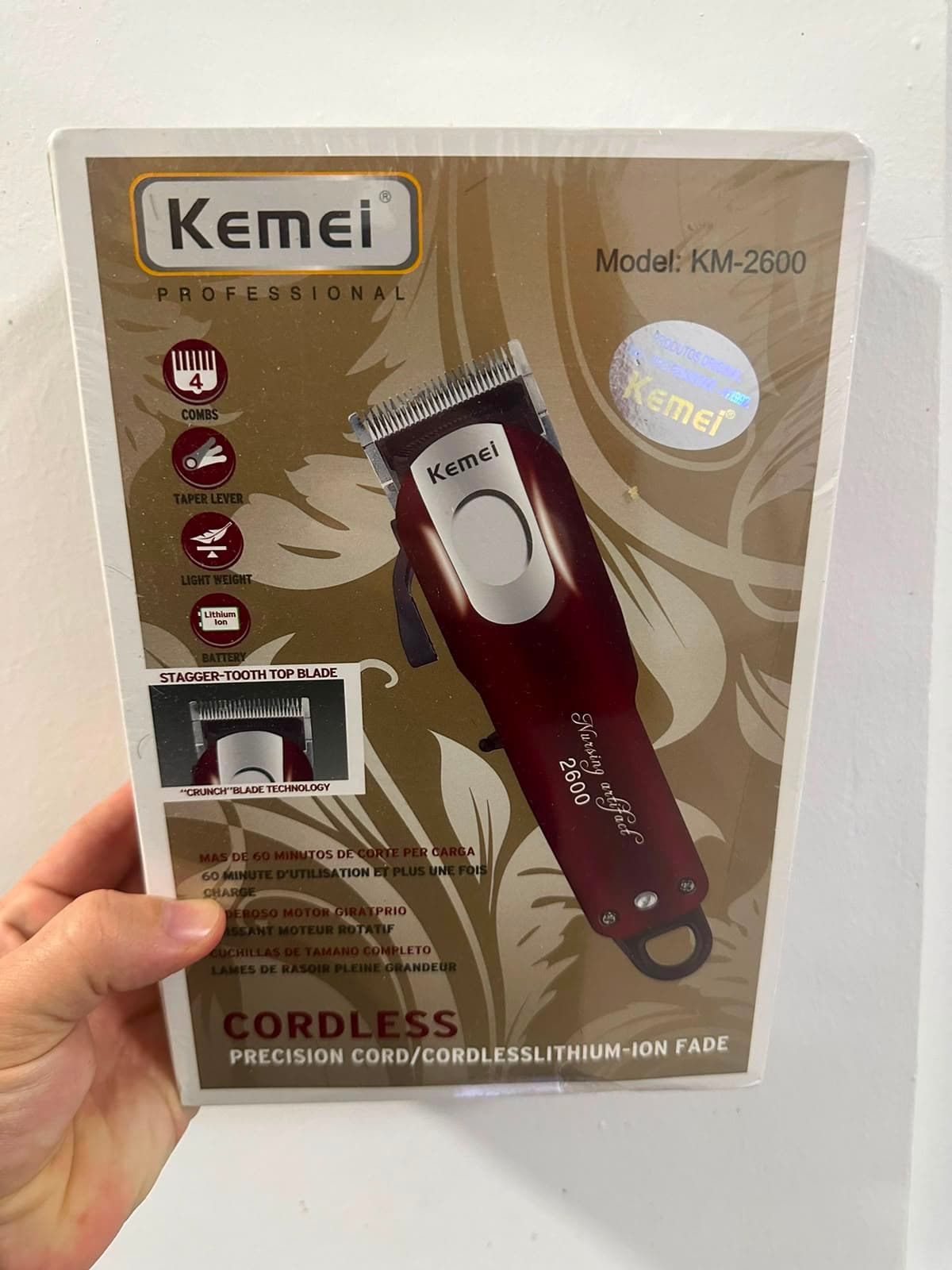 Máquina de Corte Kemei KM-2600 Cordless Precision Fade Clipper